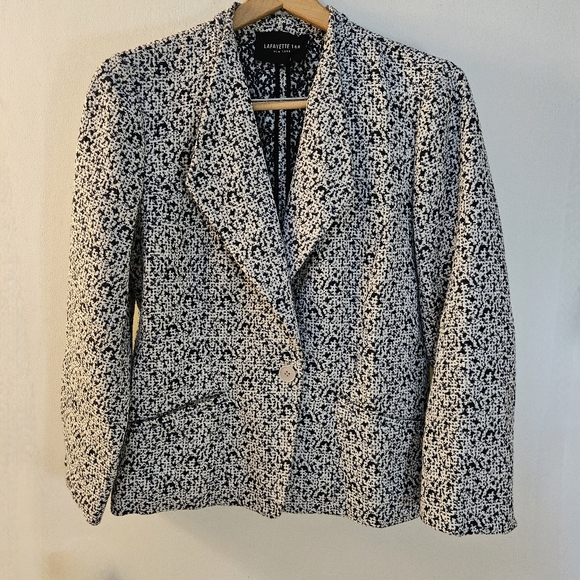 Lafayette 148 New York Blazer Jacket Womens Size 12 Blue/White